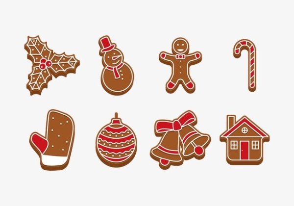 Новогодние сладости пряники наклейки