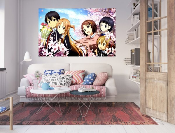 Комната с постерами аниме