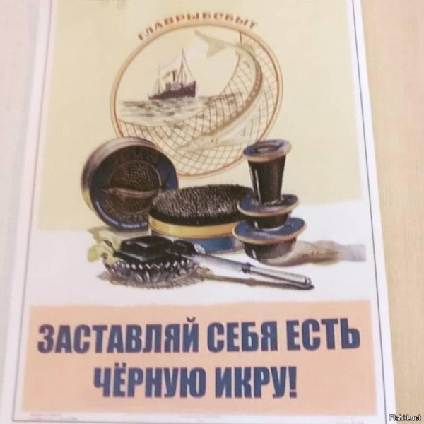 Заставляй себя есть черную икру плакат СССР
