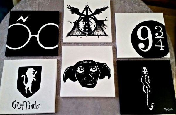 Гарри Поттер плакат черно белый