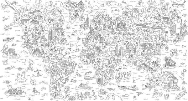 Раскраска карта мира для детей