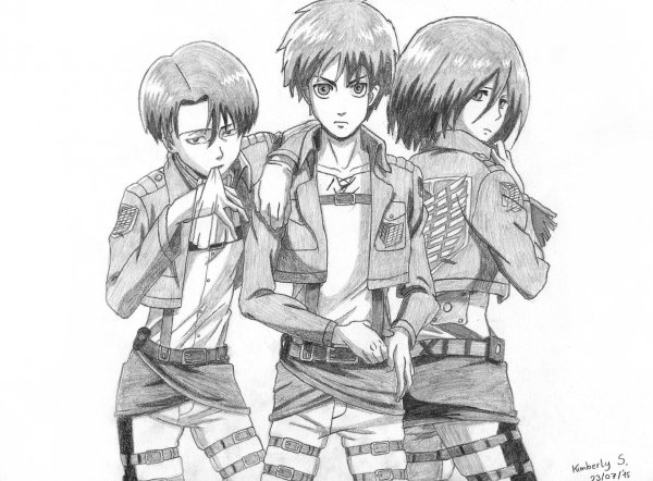 Атака титанов Эрен черно белый