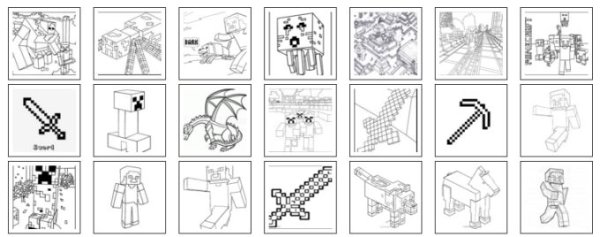 Раскраски майнкрафт маленькие