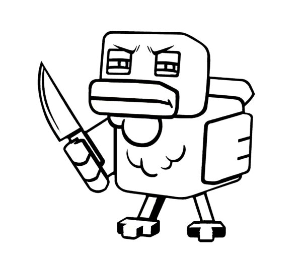 Раскраска майнкрафт курица