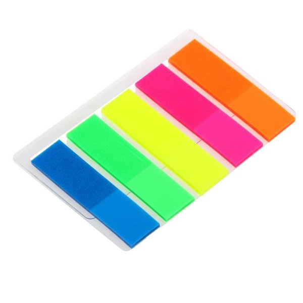 Закладки пластиковые 45*12мм 5цв/25л Hopax 21050