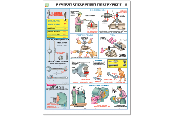 Плакаты по охране труда ручной слесарный инструмент