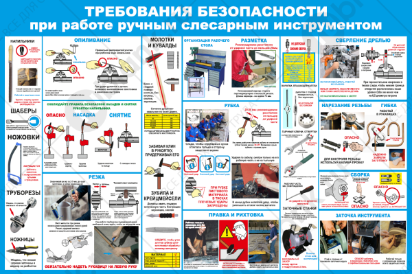 Плакаты по охране труда ручной слесарный инструмент