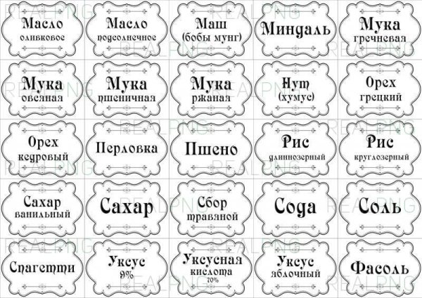 Монохромные этикетки для специй