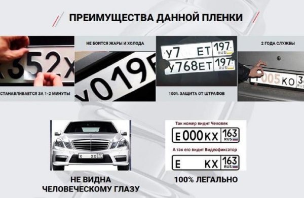 Пленка на номерной знак от камер