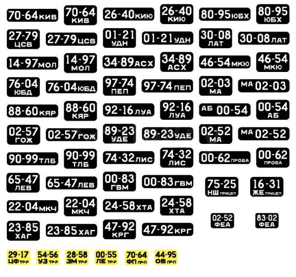 Декали номерные знаки 1 43