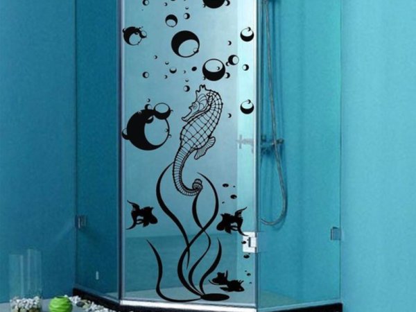 Наклейки для декора душевой кабины