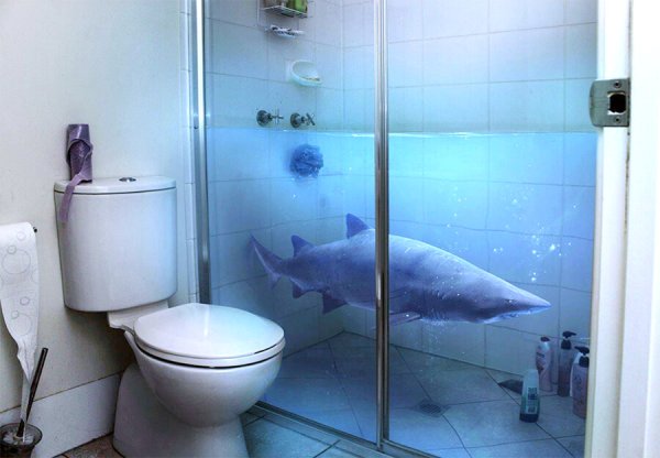 Душевая кабина с наклейками