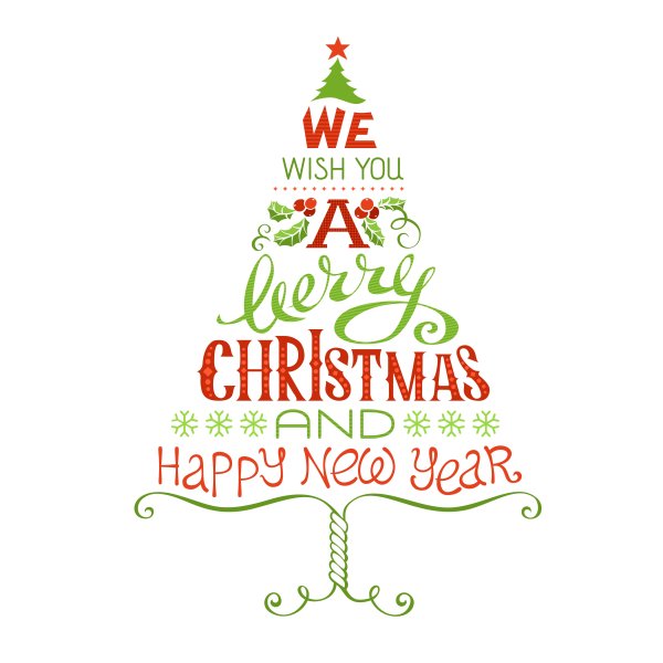 Надпись Merry Christmas и Happy