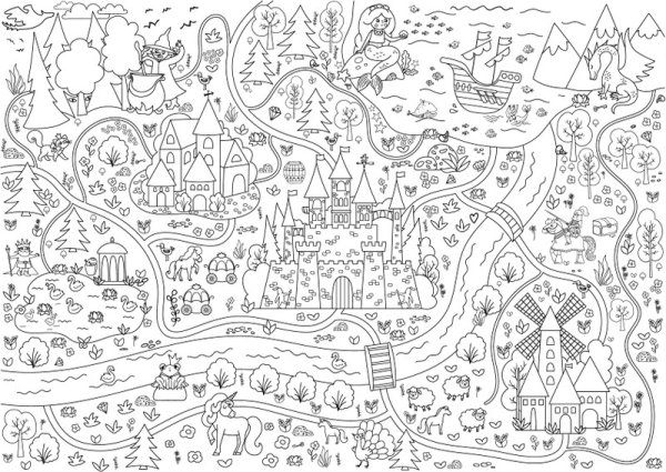 Большая раскраска на стену