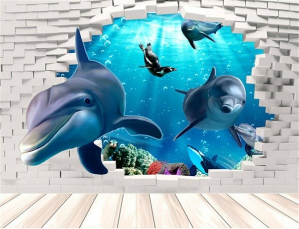 Наклейки на стену дельфины