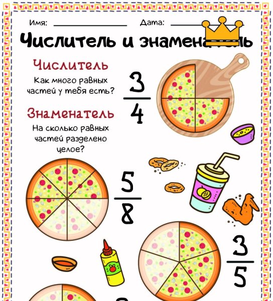 Наглядное пособие доли и дроби