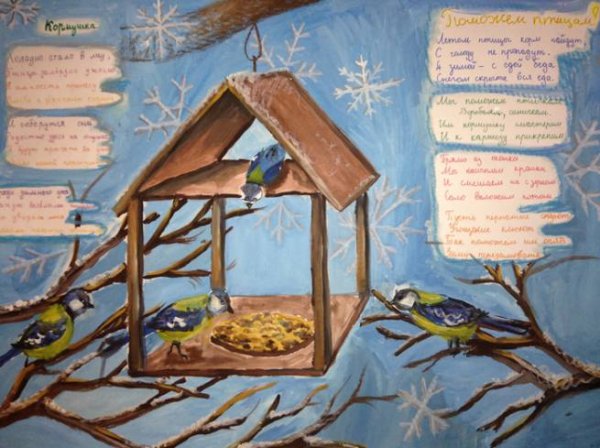 Плакат. Зимующие птицы.