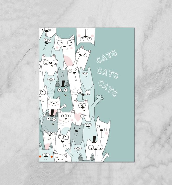 Кот с плакатом