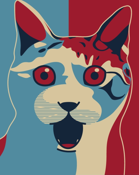 Кот с плакатом