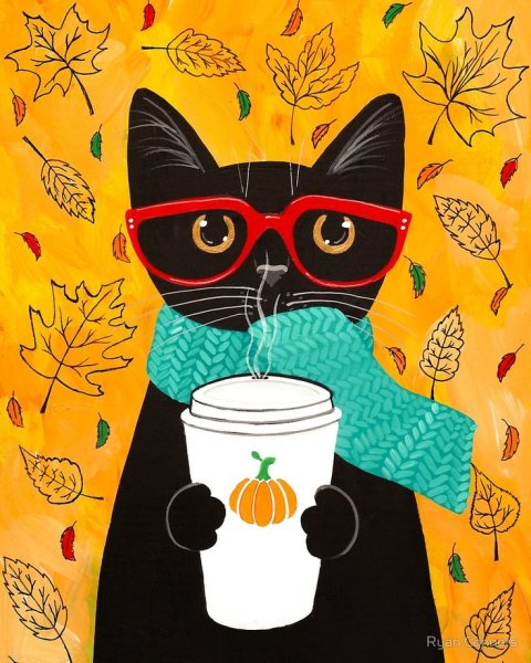 Вышивка Coffee с котом