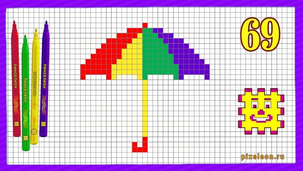 Рисунки по клеточкам зонтик