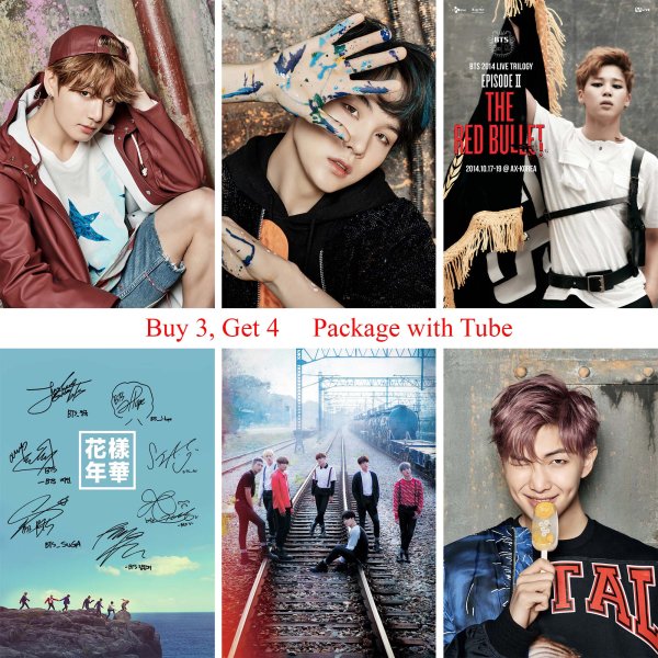 Плакаты БТС на стене для распечатки