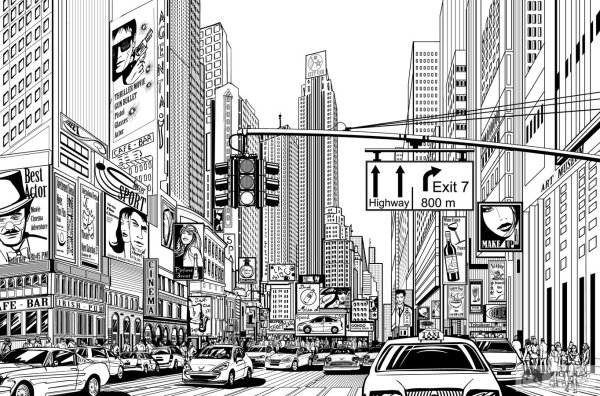 Нью Йорк вектор чб