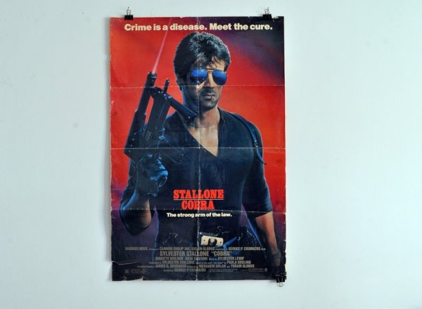 Stallone Cobra Crime is disease .meet the Cure 1986 poster