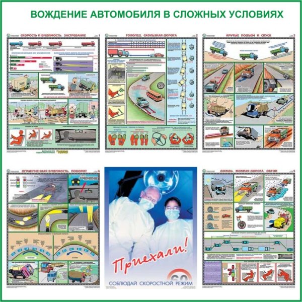 Вождение автомобиля в сложных условиях плакат