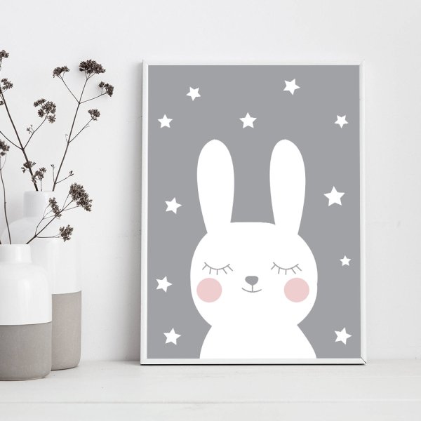 Постер с зайцем для интерьера