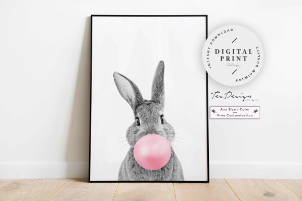 Постер кролик с жевательной резинкой