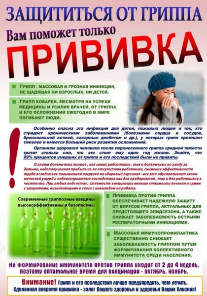 Буклет вакцинация против гриппа