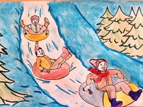Рисунок на тему зимние каникулы