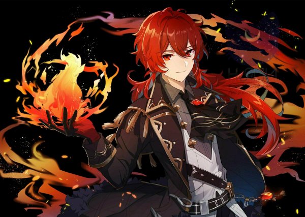 Дилюк Геншин Импакт арты