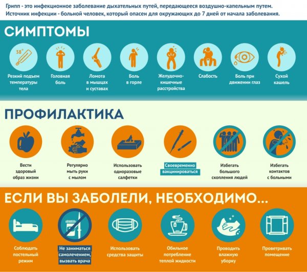 Профилактика гриппа ОРВИ И коронавирусной инфекции инфографика