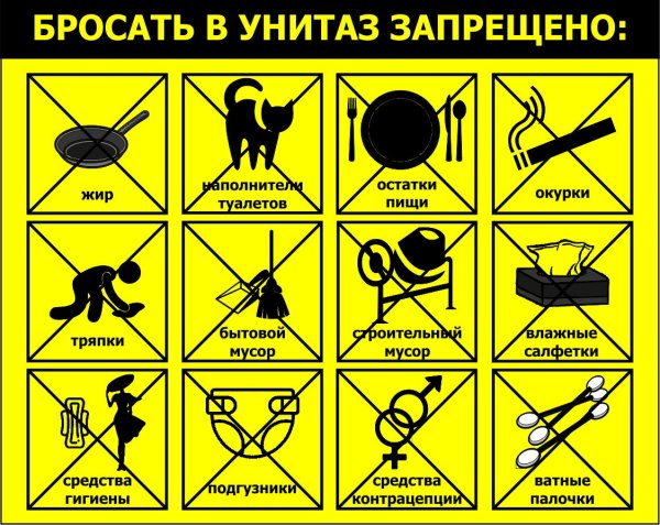 Запрещено бросать в унитаз