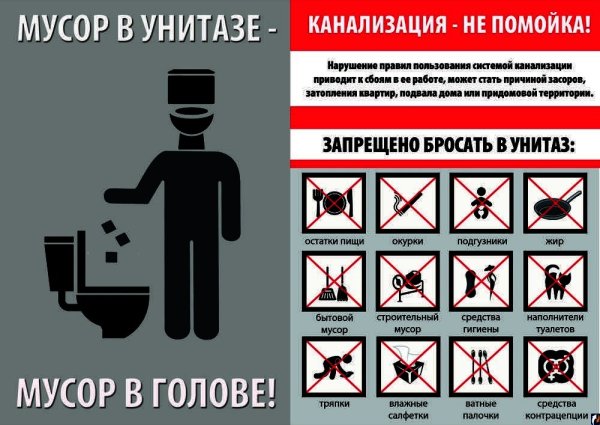 Запрещено бросать в унитаз