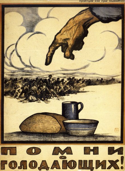 Голод плакат Советский Помни о голодающих