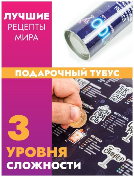 Скретч Постер 100 коктейлей