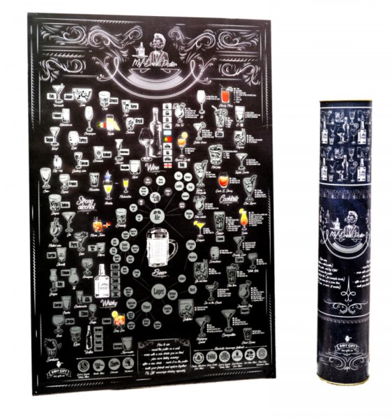 Скретч-плакат 100 коктейлей со стираемым слоем