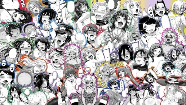 Ахегао 02 черно белое