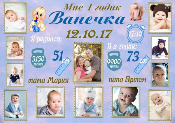 Плакат на годик мальчику
