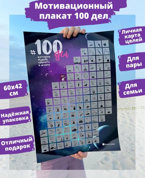 Мотивационный плакат 100 дел