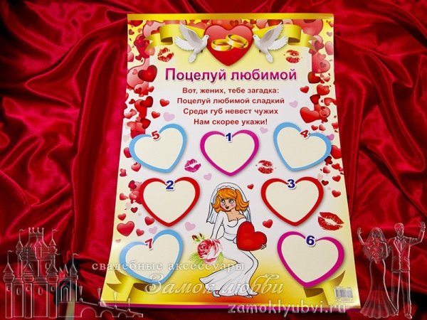 Плакат на свадьбу с поцелуями