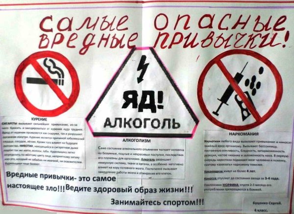 Плакат вредные привычки