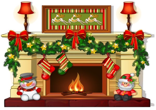 Камин на новый год нарисовать