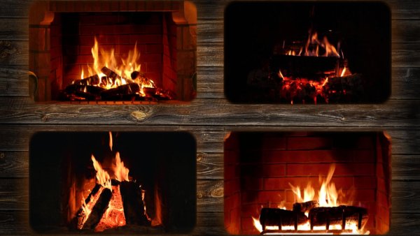 Картина огонь в камине