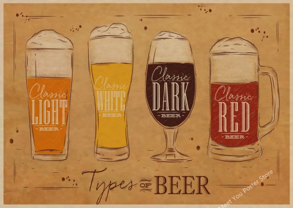 Пиво нарисованное ретро