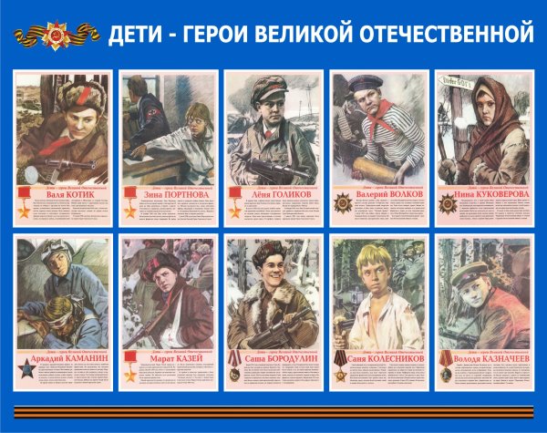 Стенд пионеры герои Великой Отечественной войны