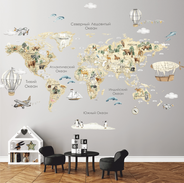 Наклейка на стену карта